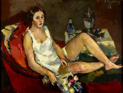 Anton Faistauer - Junge Frau auf rotem Sofa - 2496 - Österreichische Galerie Belvedere