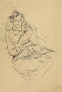 Anton Faistauer Frau auf einem grünen Polster lehnend 1912