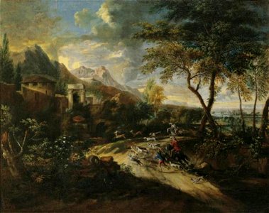Anton Faistenberger (I) - Hertenjacht op heuvelachtig terrein - Lg 8 - Österreichische Galerie Belvedere