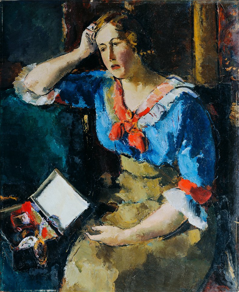 Anton Faistauer - Sitzende Dame in blauer Bluse - 1713 - Österreichische Galerie Belvedere