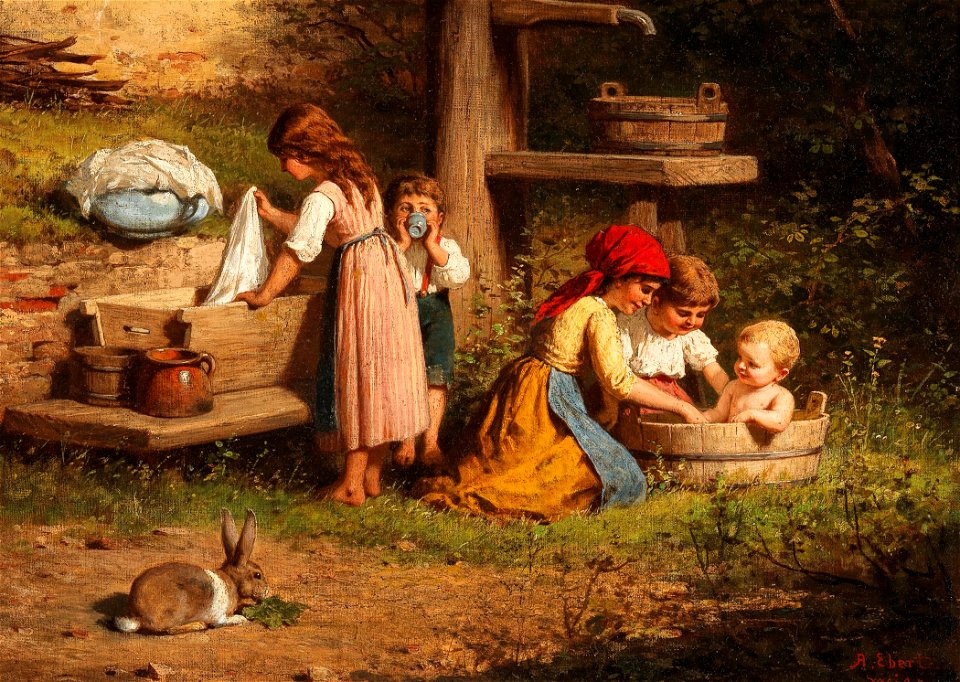 Anton Ebert Kinder am Brunnen