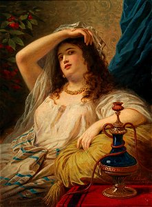 Anton Ebert Odaliske mit Wasserpfeife 1869