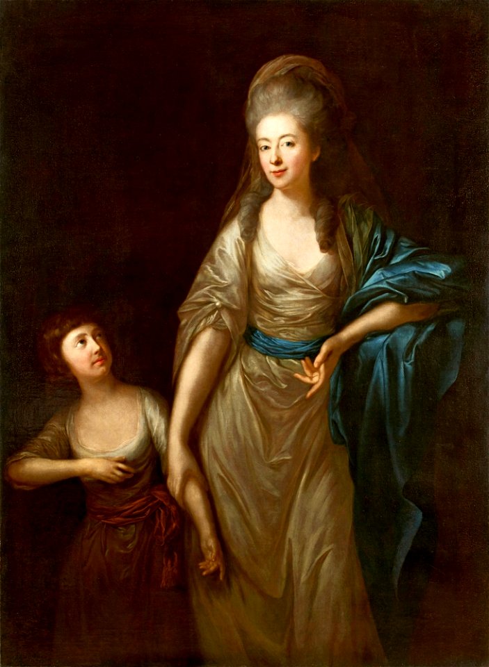 Anton Graff - Portret hrabiny Amalii Augustyny Löfer z córką