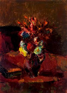 Anton Faistauer - Blumenbouquet mit rotem Tischtuch - 1582 - Österreichische Galerie Belvedere