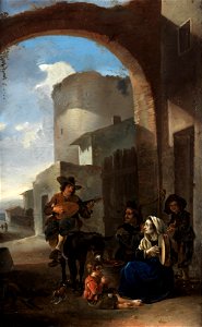 Anton Goubau - Peasants and travellers making music