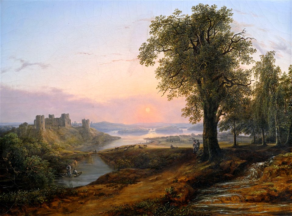 Anton Hansch (attr) Weite Flusslandschaft im Abendlicht
