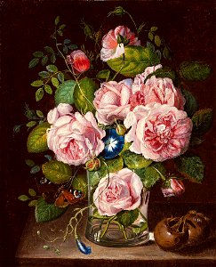 Anton Hartinger Blumenstillleben 1863. Free illustration for personal and commercial use.