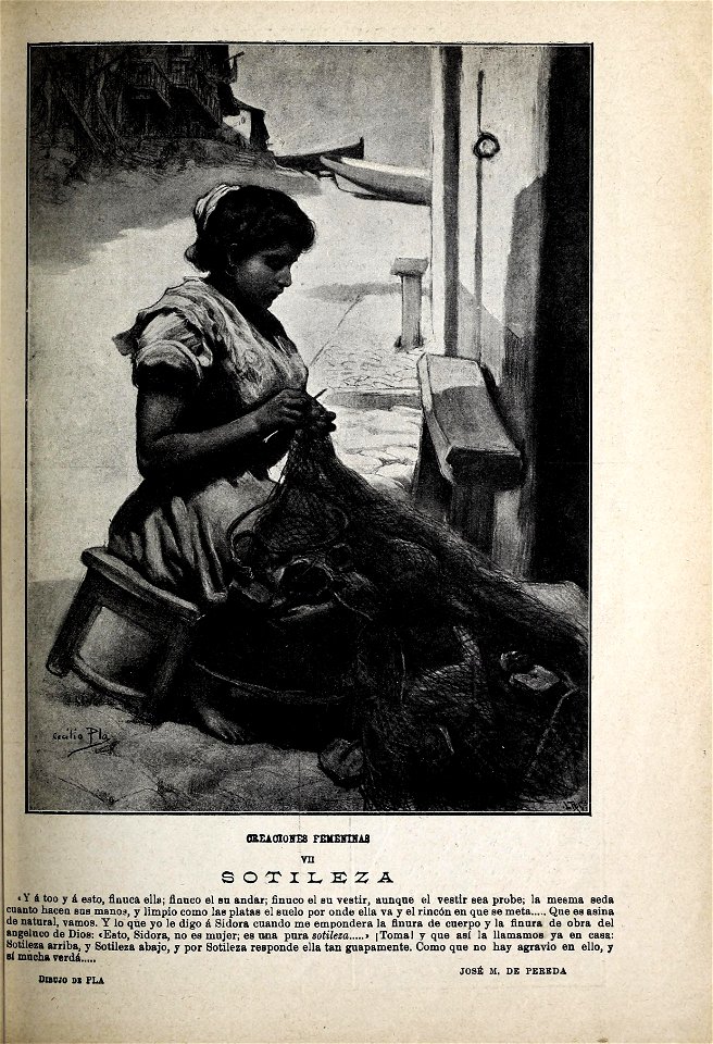 1899-02-25, Blanco y Negro, Creaciones femeninas VII, Sotileza, Cecilio Pla