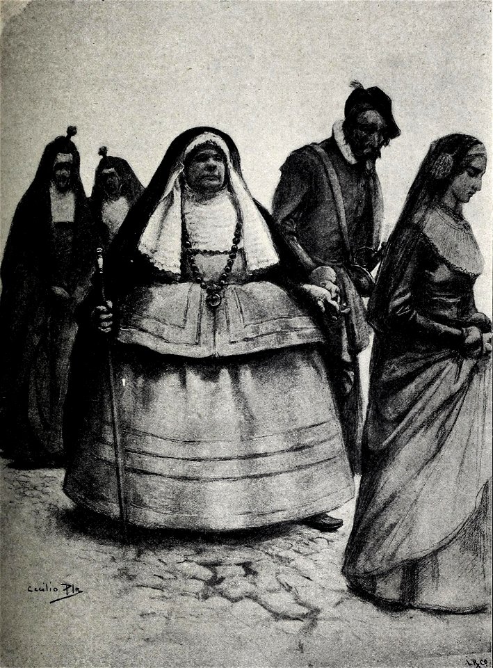 1899-05-06, Blanco y Negro, Creaciones femeninas IX, La tía fingida, Cecilio Pla (cropped)
