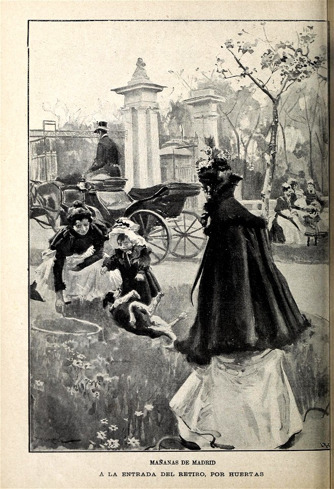 1899-06-24, Blanco y Negro, Mañanas de Madrid, A la entrada del Retiro, Huertas