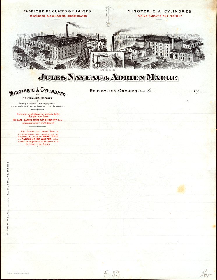 1900 circa Jules Naveau & Adrian Maure Beuvry les Orchies gravure Imp. B. Arnaud