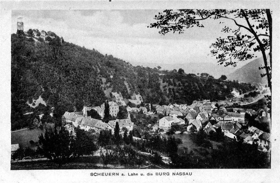 1900, Scheuern a. Lahn u. die Burg Nassau