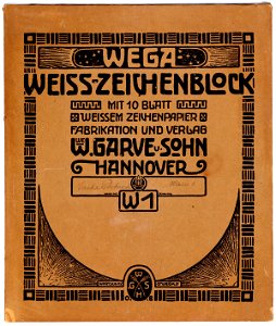 1900 circa Witwe Garve u. Sohn, Hannover, Deckblatt Wega Pack-Zeichenblock P1