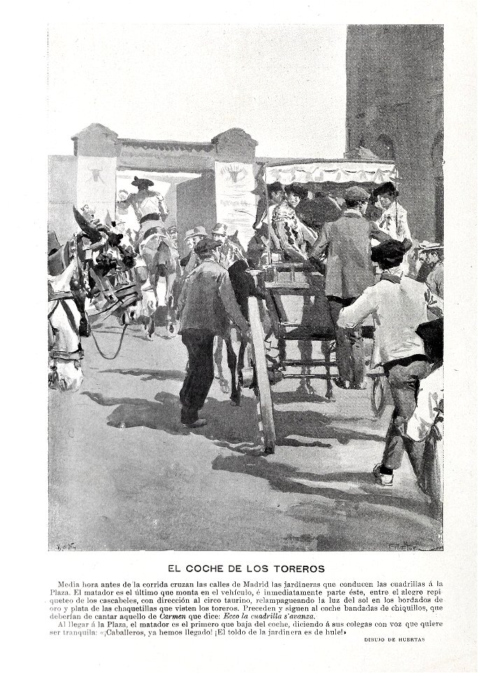 1900-04-21, Blanco y Negro, El coche de los toreros, Huertas