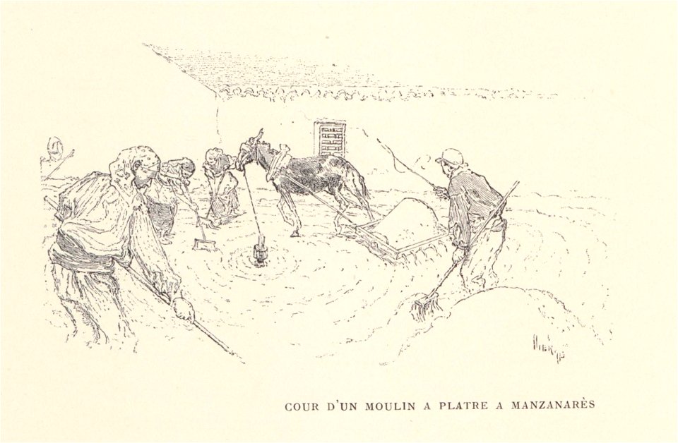 1901, Au pays de Don Quichotte, Cour d'un moulin a platre a Manzanares, Vierge