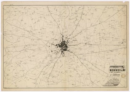 1fi77-Plan de Rennes et des environs en 1857