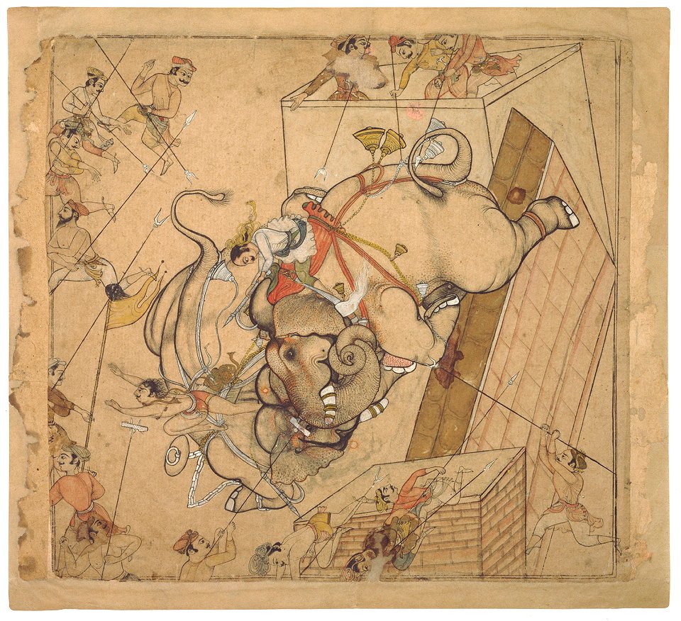 2 An Elephant Combat Attributed to Hada Master ca 1610-20 Philadelphia Museum of Art