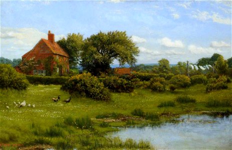 Arthur Hughes (1832-1915) - A Cottage with a Pond, at Burghfield, near Reading - 622752 - National Trust