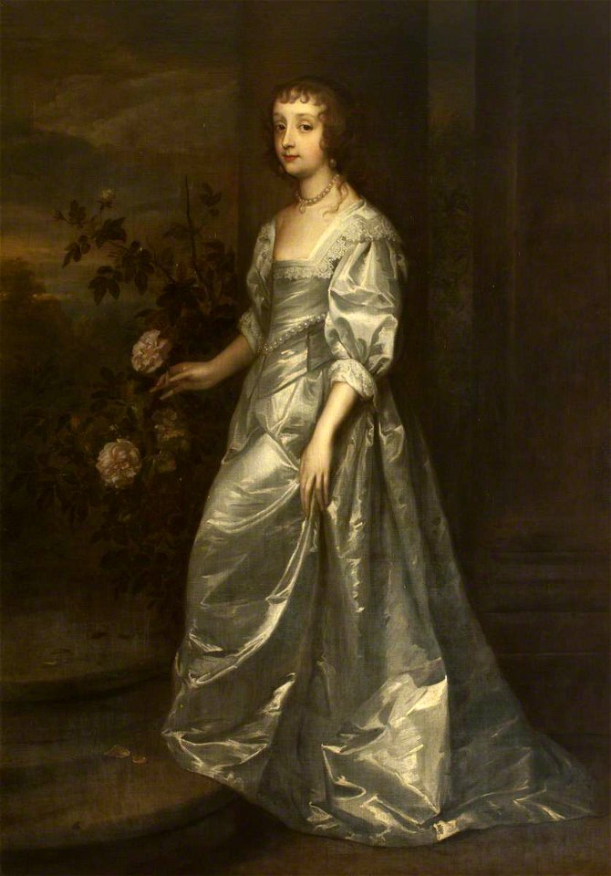 Arthur Pond (1701-1758) (possibly) - Girl in a White Satin Dress, in the Pose of Van Dyck's 'Lady Mary Villiers, Duchess of Richmond and Lennox', Fingering a Rose - 1276833 - National Trust