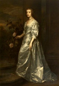 Arthur Pond (1701-1758) (possibly) - Girl in a White Satin Dress, in the Pose of Van Dyck's 'Lady Mary Villiers, Duchess of Richmond and Lennox', Fingering a Rose - 1276833 - National Trust