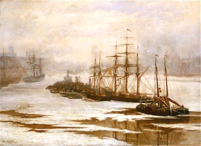 Arthur Robertson (1850-1911) - The Pool of London in the Frost - BHC1880 - Royal Museums Greenwich