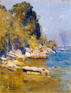 Arthur Streeton - From my camp (Sirius Cove) - Google Art Project. Free illustration for personal and commercial use.