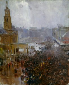 Arthur Streeton - Fireman's funeral, George Street - Google Art Project