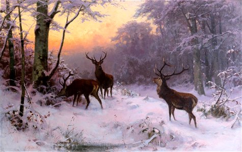 Arthur Thiele Wild im Winterwald 1874