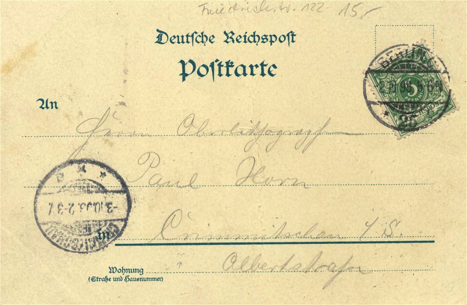 Berlin, Mitte, Berlin - Bierlokal Hopfenblüthe (back) (Zeno Ansichtskarten)