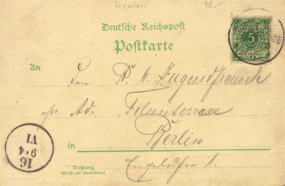 Berlin, Treptow, Berlin - Niederschöneweide, Restaurant Ostend (2) (back) (Zeno Ansichtskarten)