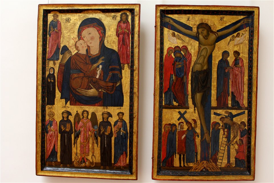 Berlinghieri, Bonaventura - Madonna and Child with Saints and Crucifixion - Uffizi