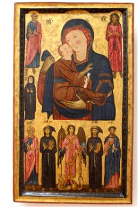 Berlinghieri, Bonaventura - Madonna col Bambino e santi - Uffizi. Free illustration for personal and commercial use.