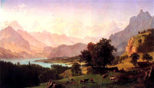 AlbertBierstadt-Bernese Alps 1859-2. Free illustration for personal and commercial use.