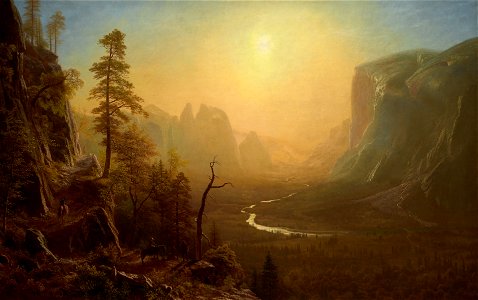 Yosemite Valley Glacier Point Trail by Albert Bierstadt. Free illustration for personal and commercial use.