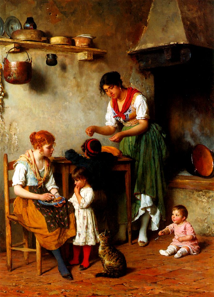 Blaas Eugen von A Helping Hand 1884 Oil On Panel