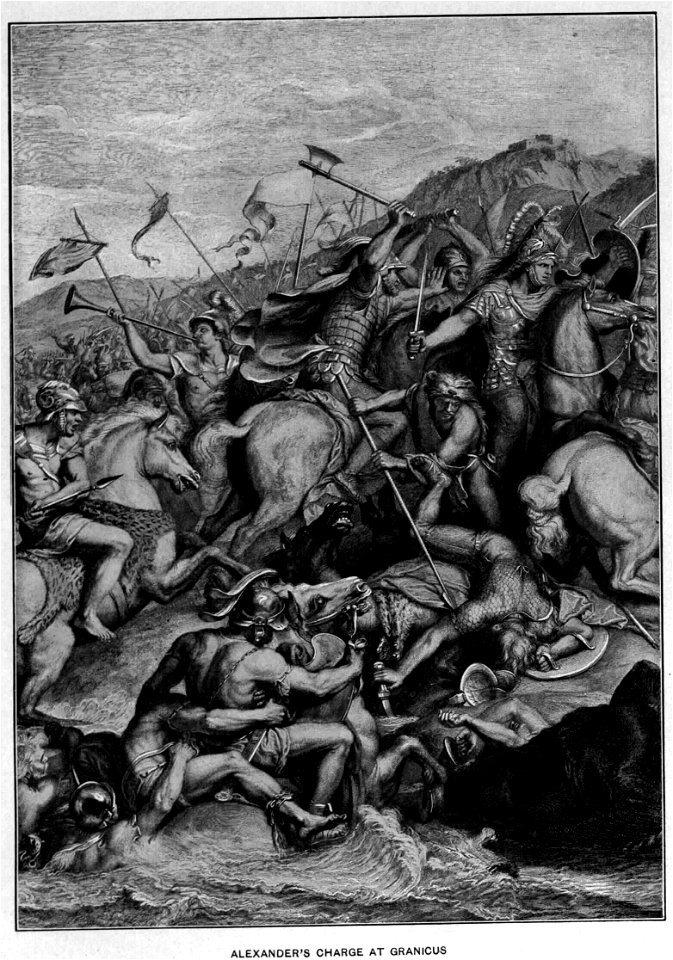 Black Cleitus saves Alexander in the charge at the Granicus (19th century adaptation from the painting by Charles le Brun)