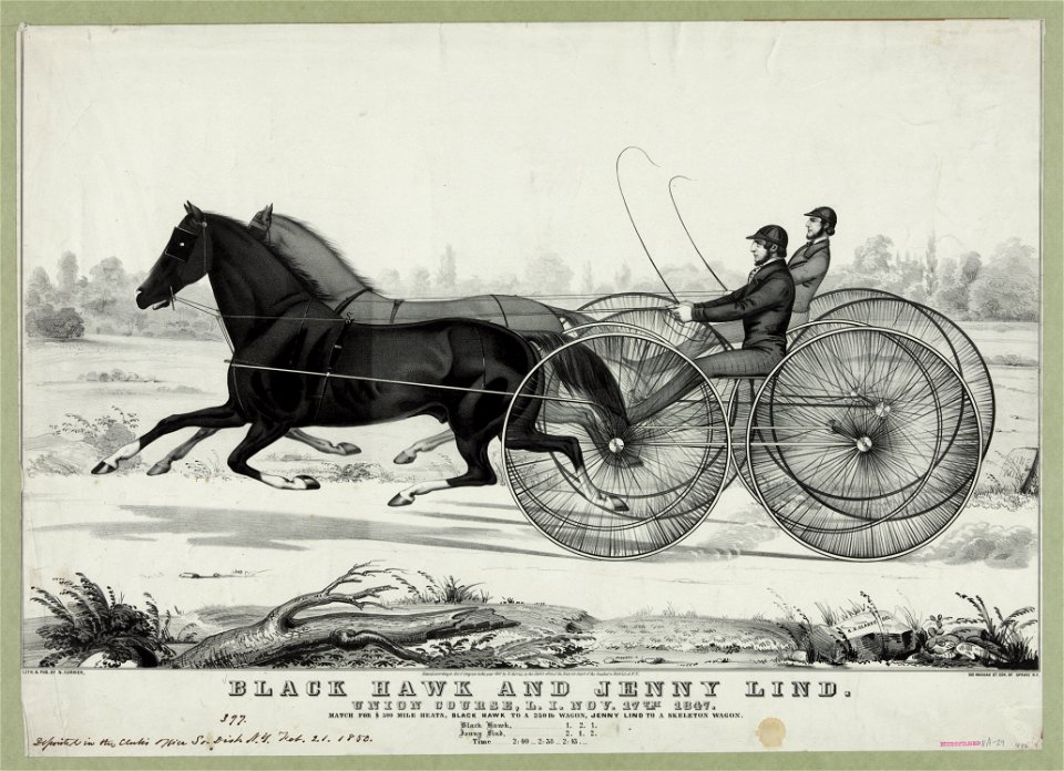 Black Hawk and Jenny Lind-Union course, L.I. Nov. 17th 1847 - lith & pub. by N. Currier ; R.A. Clark, del. LCCN90711936
