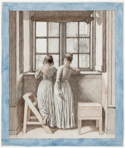 C.W. Eckersberg - At a Window in the Artist's Studio - Google Art Project. Free illustration for personal and commercial use.