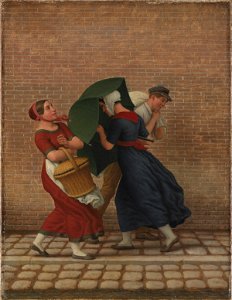 C.W. Eckersberg - Street Scene in Windy and Rainy Weather - KMS8793 - Statens Museum for Kunst