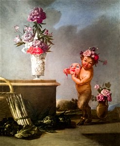 Ca' Rezzonico - Faunetto con maschera, natura morta e due vasi di fiori (Inv.60) - Giulio Carpioni