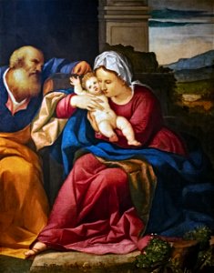 Ca' Rezzonico - Sacra Famiglia (Inv.011) - Jacopo Palma il Vecchio. Free illustration for personal and commercial use.
