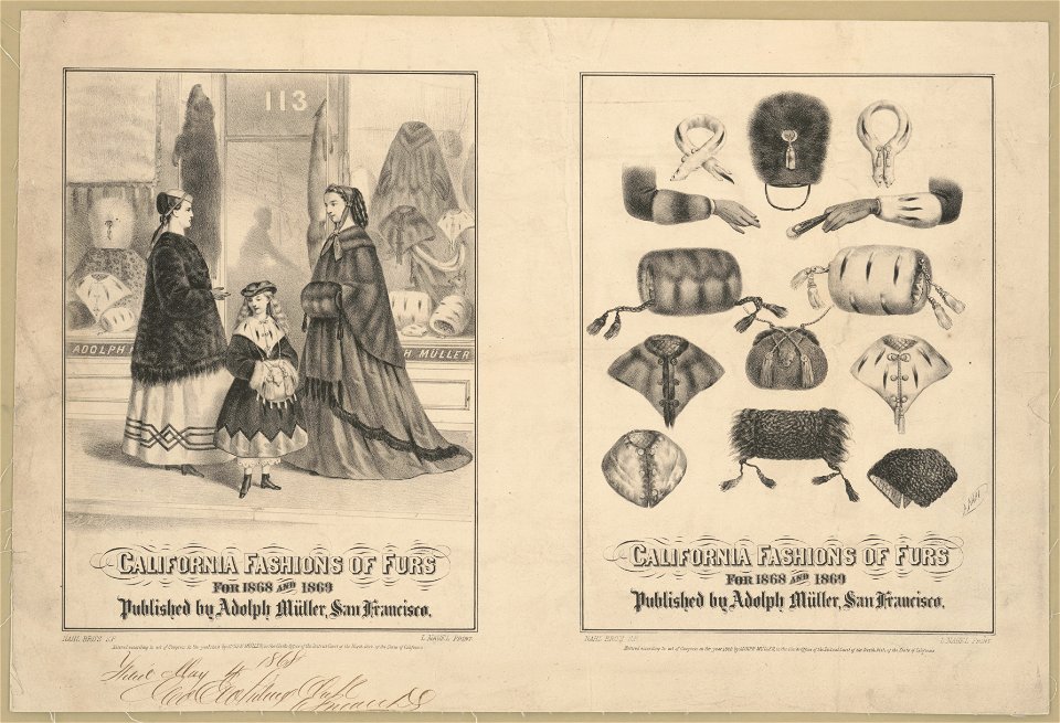 California fashions of furs for 1868 and 1869 - A. Nahl ; Nahl Bro's of S.F. ; L. Nagel print. LCCN2013645280