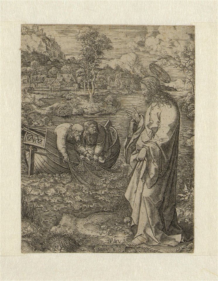 Calling of St. Peter and St. Andrew print by Dirck Vellert, S.I 34409, Prints Department, Royal Library of Belgium
