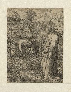Calling of St. Peter and St. Andrew print by Dirck Vellert, S.I 34409, Prints Department, Royal Library of Belgium