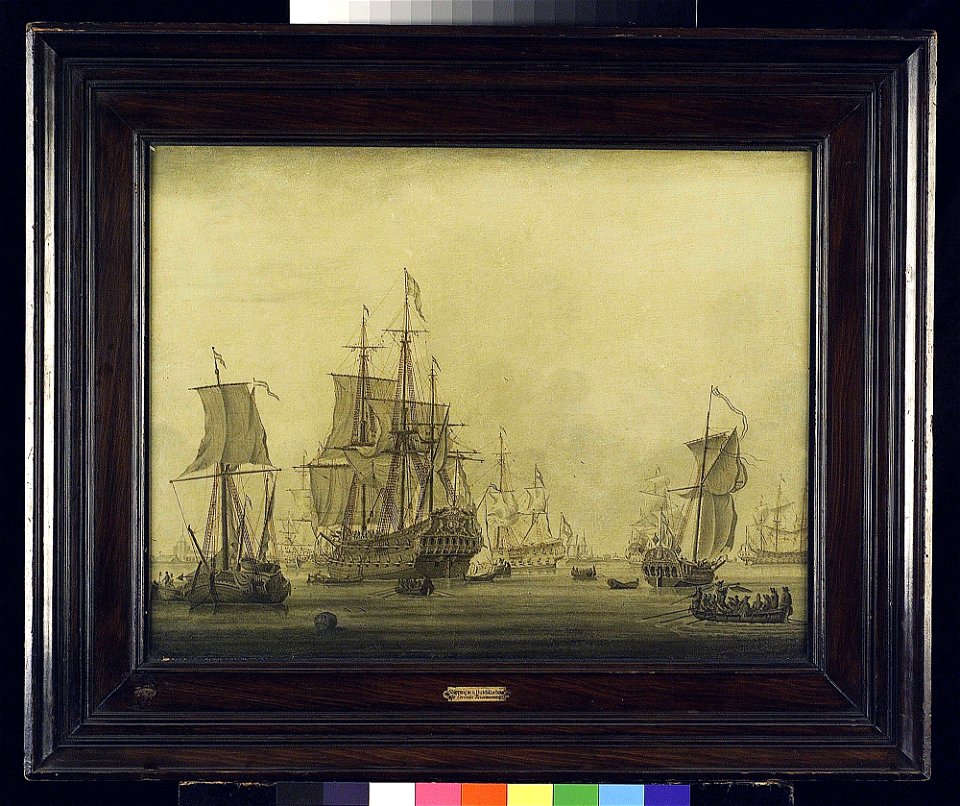 Calm- Dutch Ships at Anchor in a Crowded Harbour RMG BHC0988