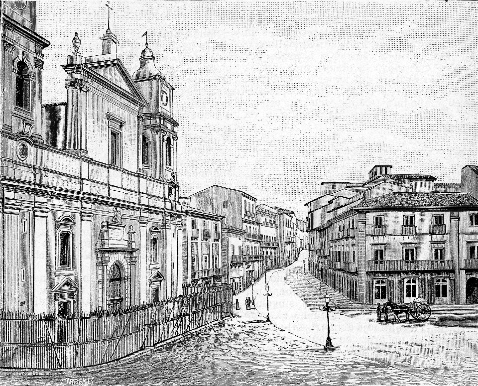 Caltanissetta – Piazza Garibaldi e Cattedrale (xilografia)