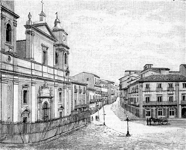 Caltanissetta – Piazza Garibaldi e Cattedrale (xilografia)