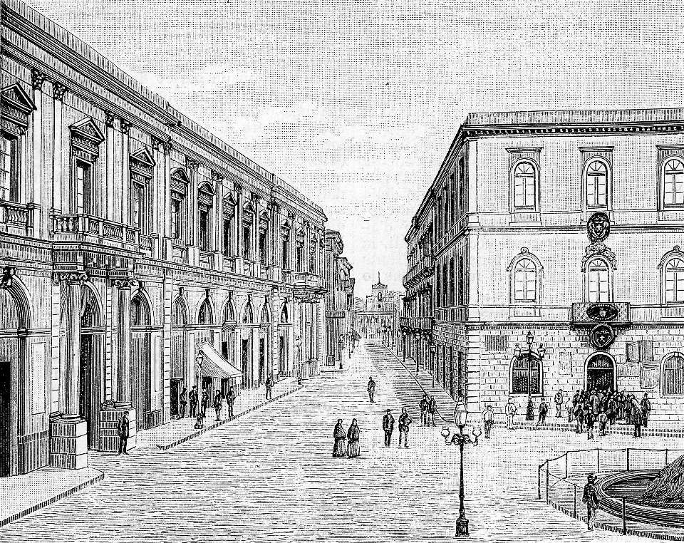 Caltanissetta – Corso Vittorio Emanuele (xilografia)