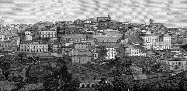 Caltanissetta vista dalla stazione ferroviaria (xilografia)