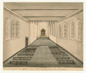 Calvariënbergkapel in 1796, Maastricht, historiserende tekening Ph v Gulpen, ca 1850
